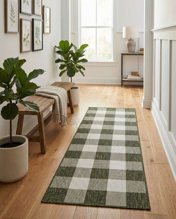 2' x 8' Easy-Clean Checkered Indoor / Outdoor Runner Rug
