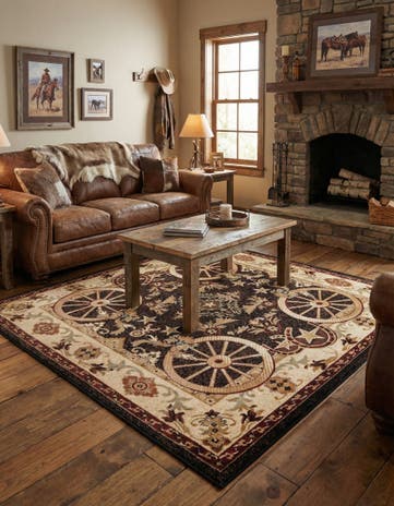Black Pioneer Square Rug