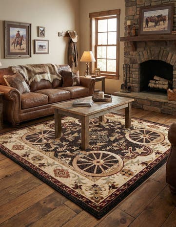 Black Pioneer Square Rug