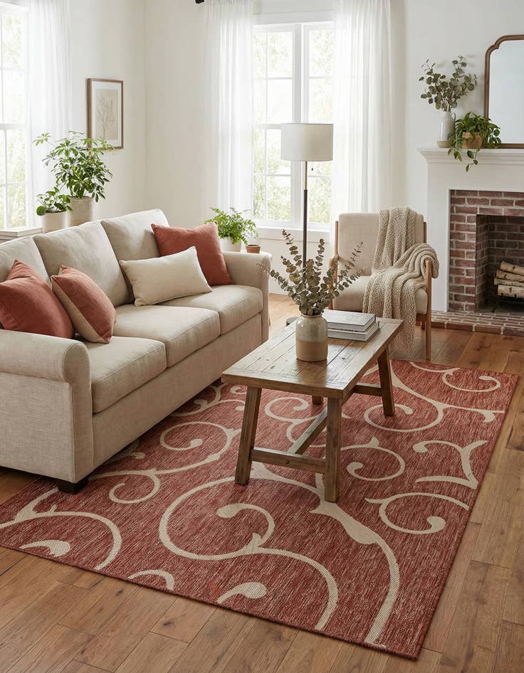 Detail image of 5' 3 x 8'  Washable Botanical Indoor / Outdoor Rug