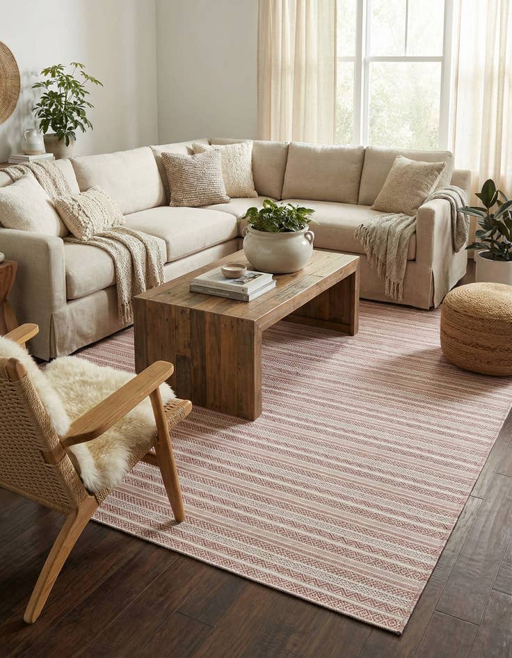 Detail image of 10' x 10'  Washable Striped Indoor / Outdoor Square Rug