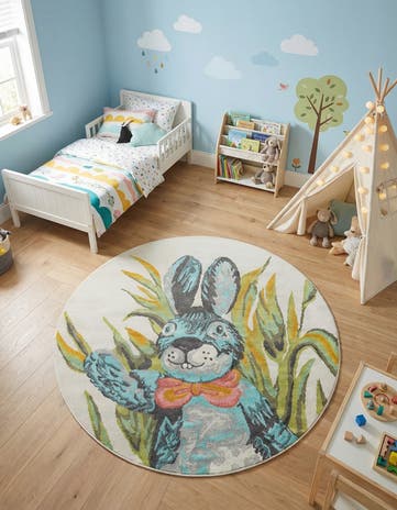 6' 1 x 6' 1 Rabbit Whimsy Kids Round Rug