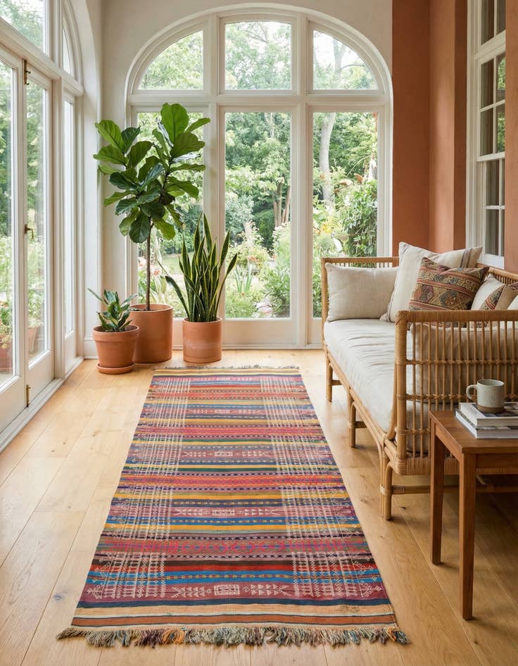 Detail image of  3' 9 x 10'  Hand Woven Kilim Fars Wool Runner Rug