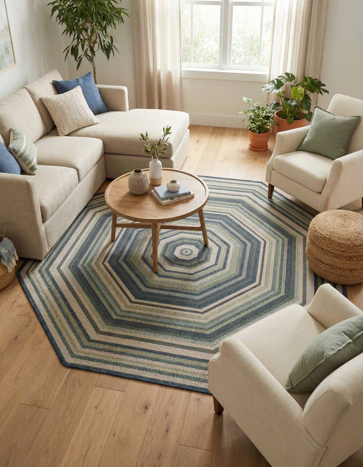 Detail image of 7' 10 x 7' 10  Washable Baja Indoor / Outdoor Octagon Rug