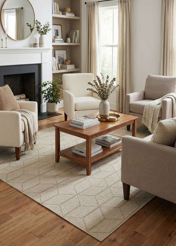 7' 10 x 7' 10 Easy-Clean Trellis Indoor / Outdoor Square Rug