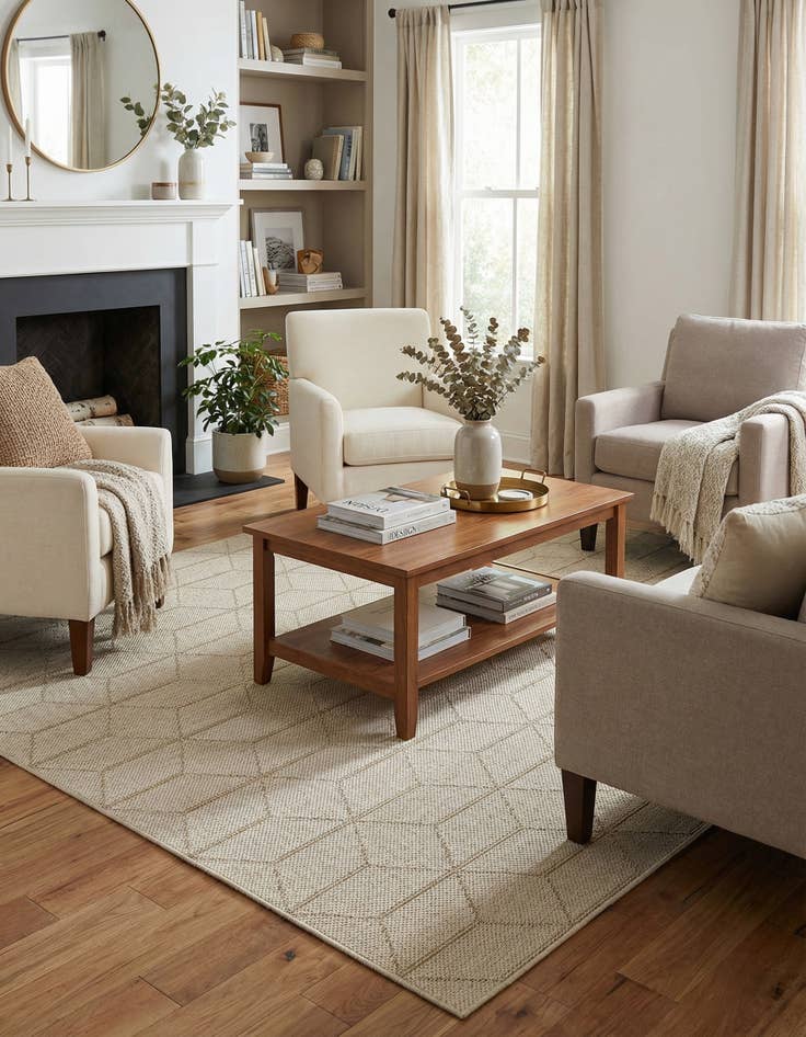 Detail image of 7' 10 x 7' 10 Easy-Clean Trellis Indoor / Outdoor Square Rug