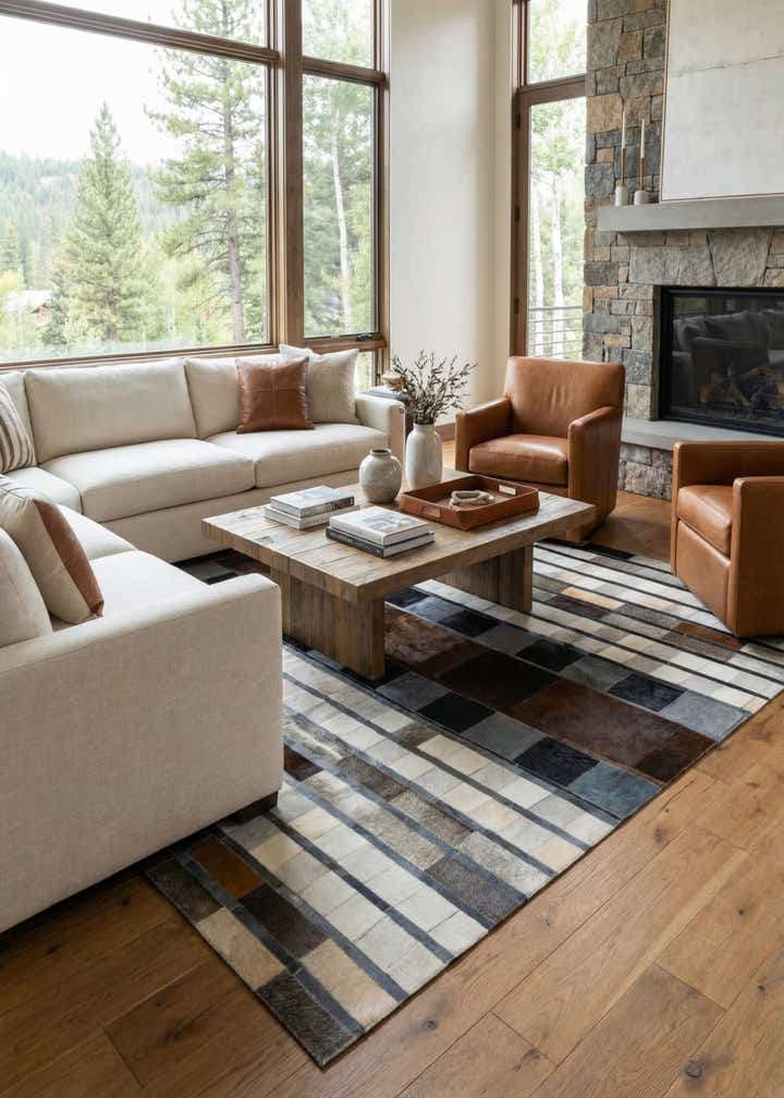 5' 1 x 7' 10 Cowhide Leather Rug