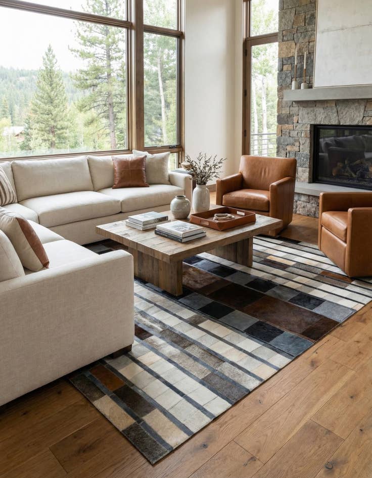 Detail image of 5' 1 x 7' 10 Cowhide Leather Rug