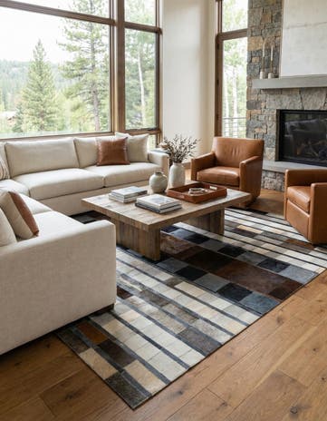 5' 1 x 7' 10 Cowhide Leather Rug
