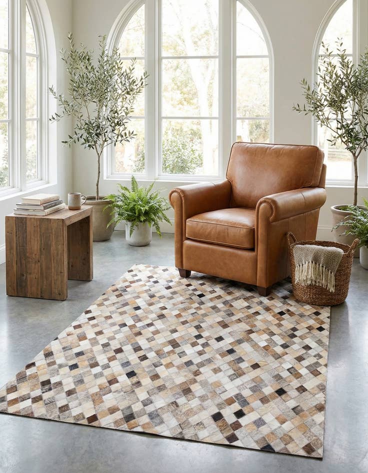 Detail image of 4' 1 x 5' 11 Cowhide Stocks Rug