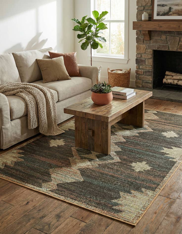 Detail image of 5' 3 x 7' 7  Washable Baja Indoor / Outdoor Rug