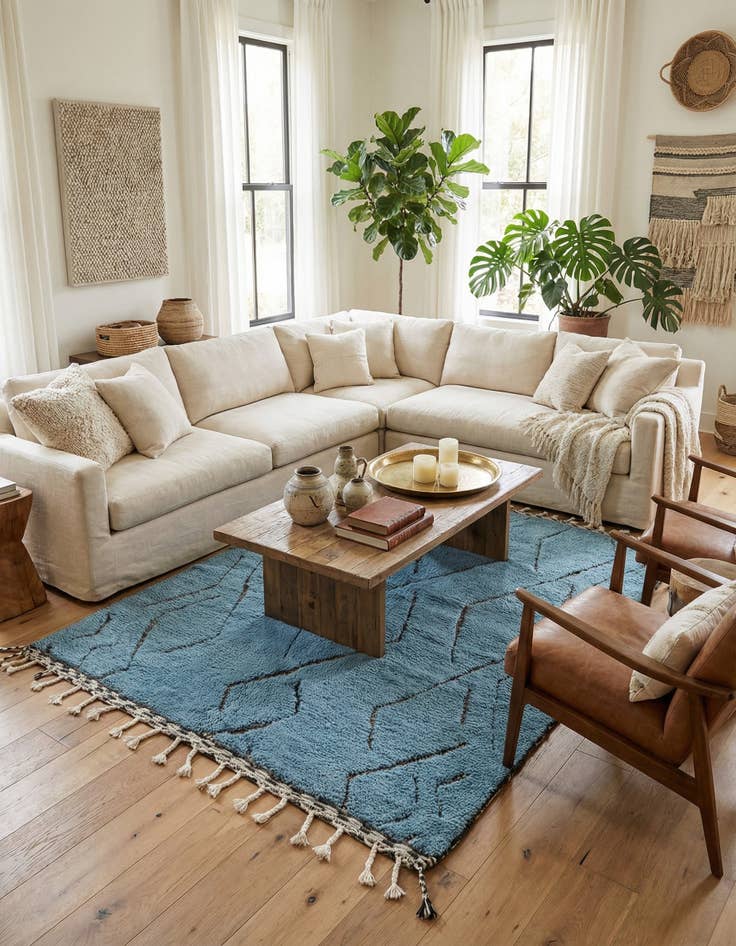 Detail image of 5' 6 x 7' 7  Hand Knotted Moroccan Wool Rug