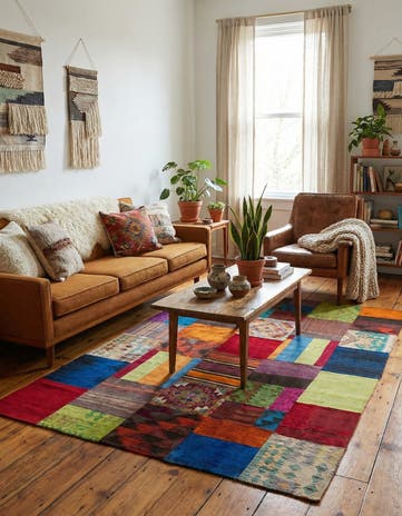 5' 5 x 7' 8 Hand Woven Kilim Patchwork Wool Rug