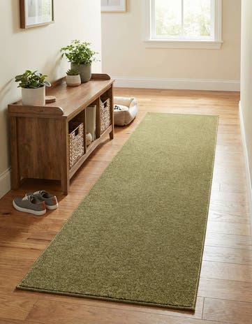 Fem Green Everyday Solid Runner Rug