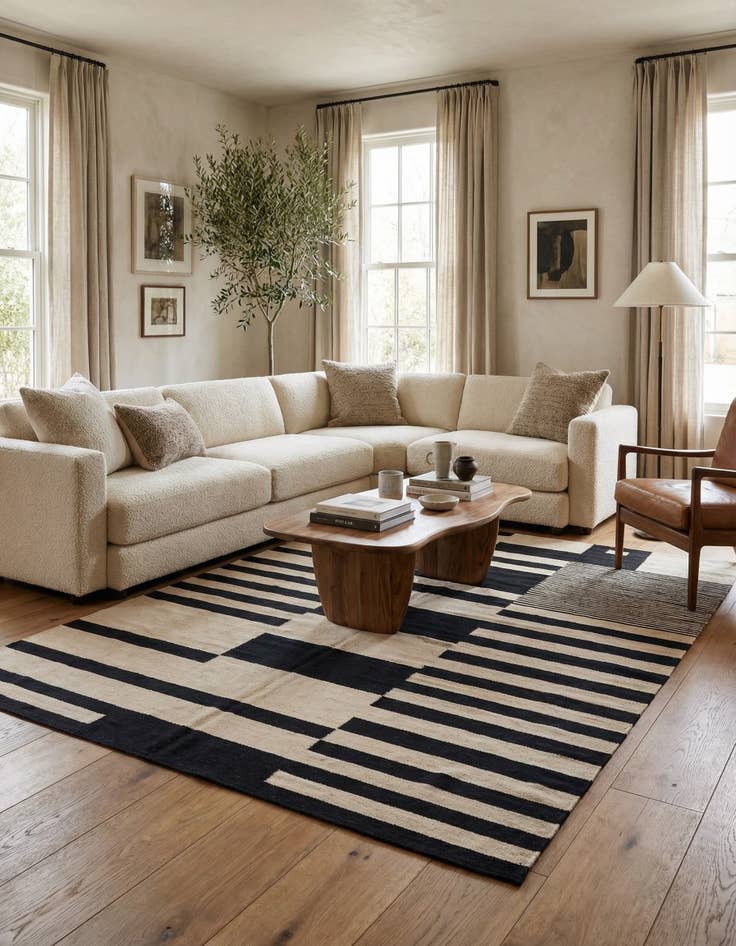 Detail image of 6' 6 x 9' 9  Hand Woven Kilim Modern Wool Rug