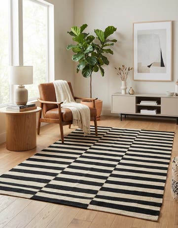4' 3 x 6' Hand Woven Kilim Modern Wool Rug