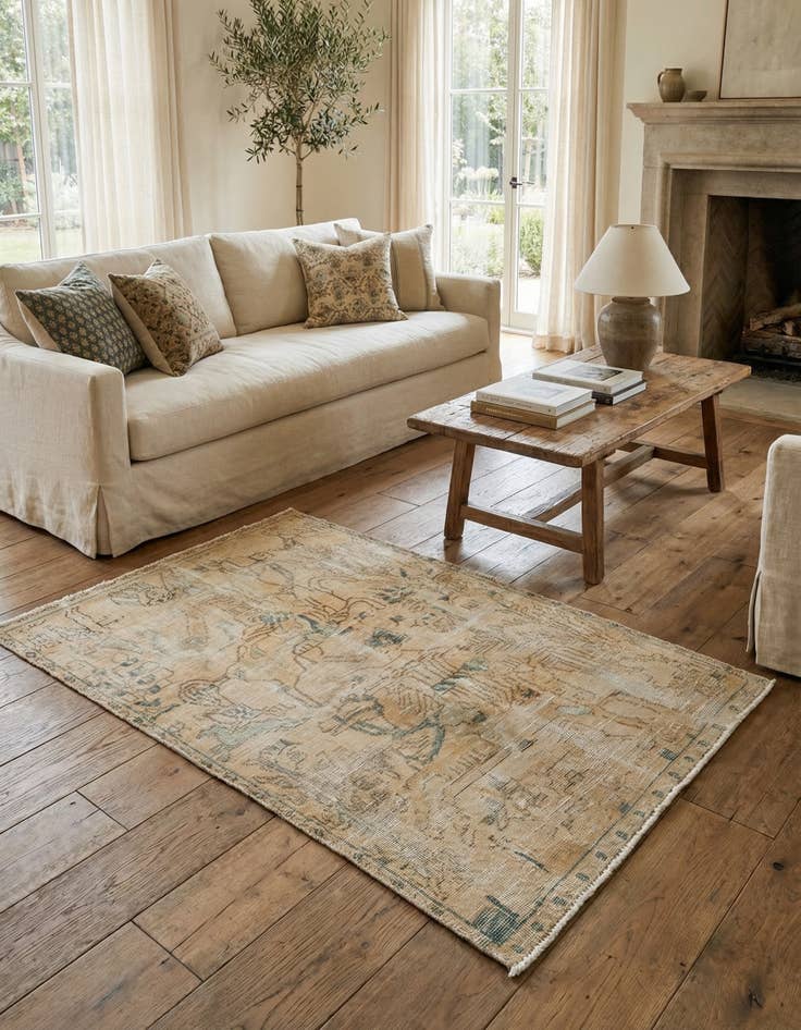 Detail image of 3' x 4' 7  Hand Knotted Ultra Vintage Persian Wool Rug