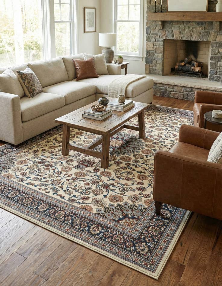 Detail image of 9' x 12'  Washable Traditional Indoor / Outdoor Rug