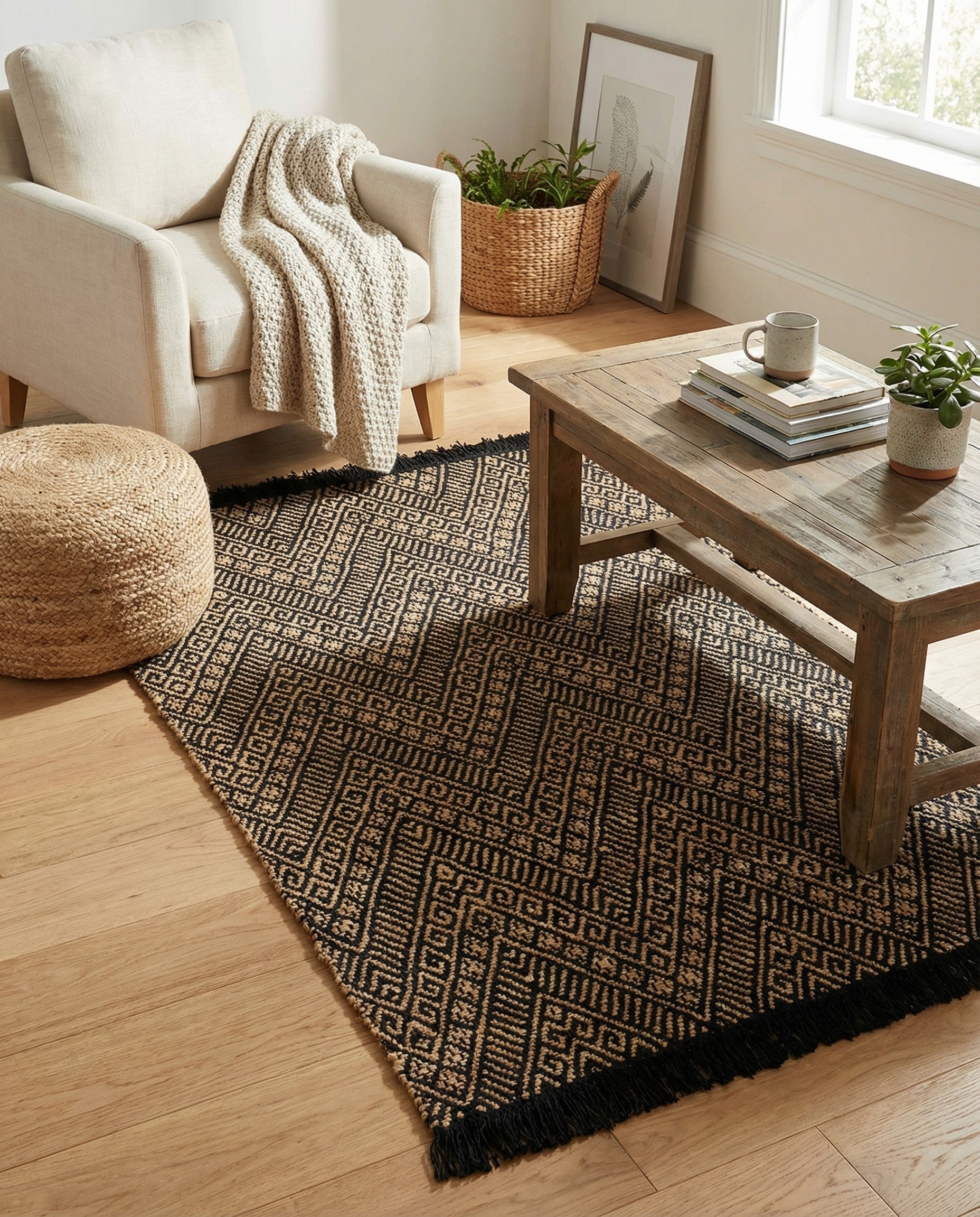  4' 1 x 6' 1  Hand Braided Jute Rug