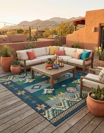 10' x 10' Easy-Clean Baja Indoor / Outdoor Square Rug