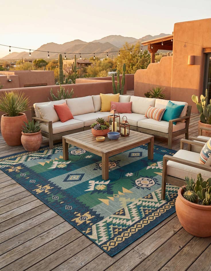 Detail image of 10' x 10'  Washable Baja Indoor / Outdoor Square Rug