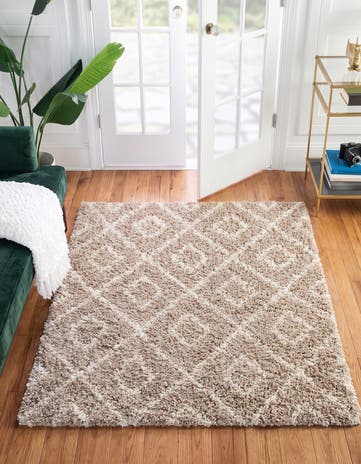 4' x 4' Lattice Shag Square Rug