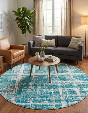 Jill Zarin Turquoise Uptown Lexington Avenue Round Rug