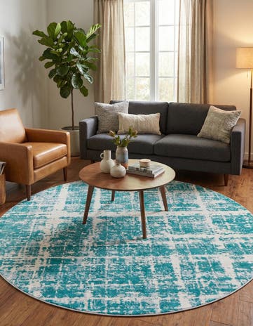 Jill Zarin Turquoise Uptown Lexington Avenue Round Rug