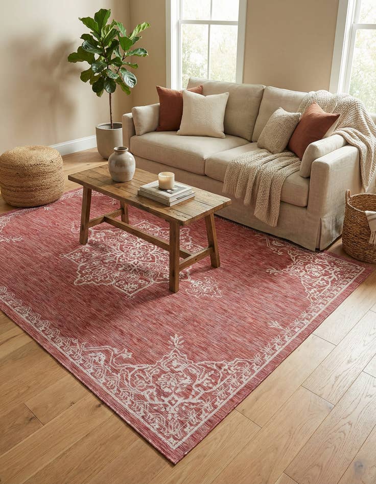 Detail image of  7' x 10'  Washable Traditional Indoor / Outdoor Rug