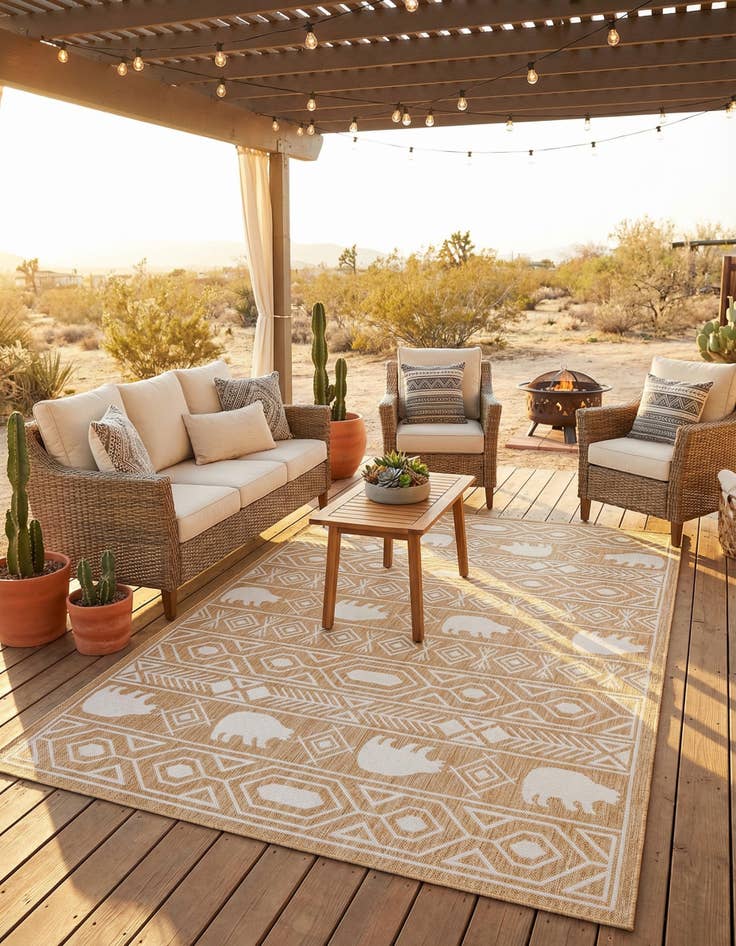 Detail image of 6' x 9'  Washable Southwestern Indoor / Outdoor Rug