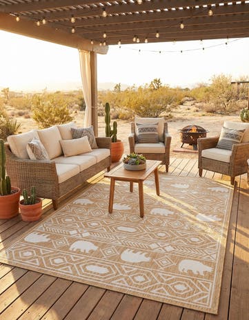 6' x 9' Easy-Clean Southwestern Indoor / Outdoor Rug