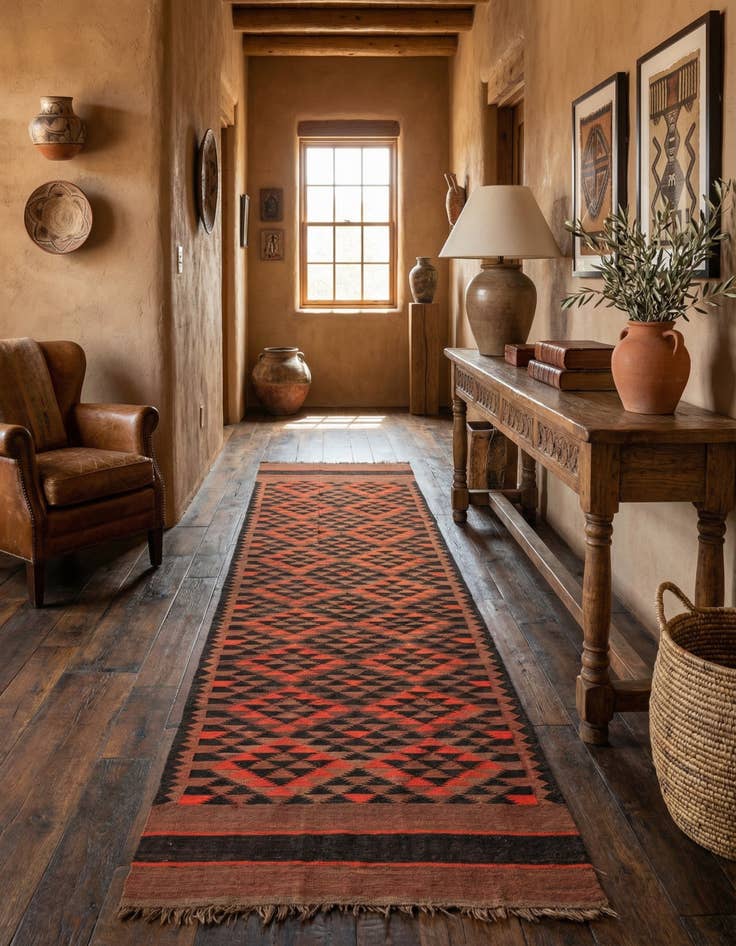 Detail image of 4' 3 x 14' 9  Hand Woven Kilim Fars Wool Runner Rug