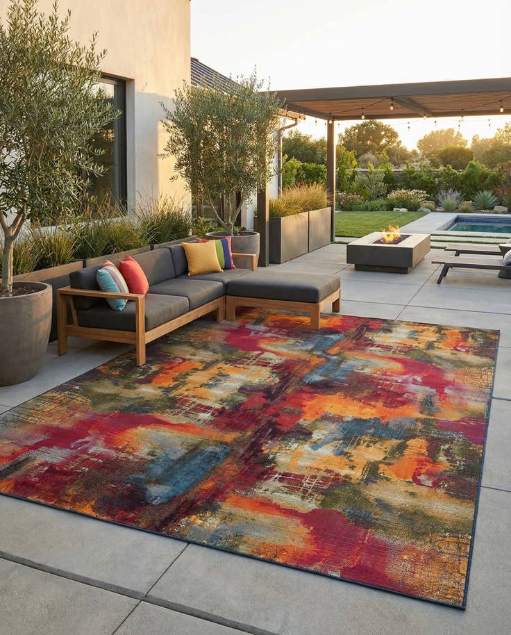 Detail image of 10' x 13' Easy-Clean Modern Indoor / Outdoor Rug