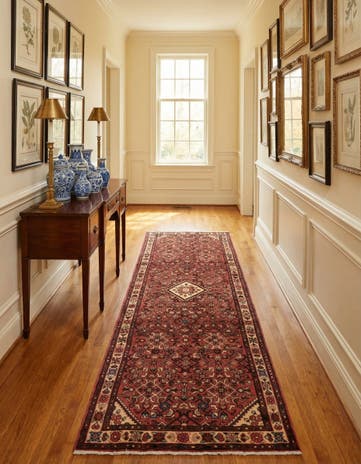 3' 6 x 10' 2 Hand Knotted Hossainabad Persian Wool Runner Rug