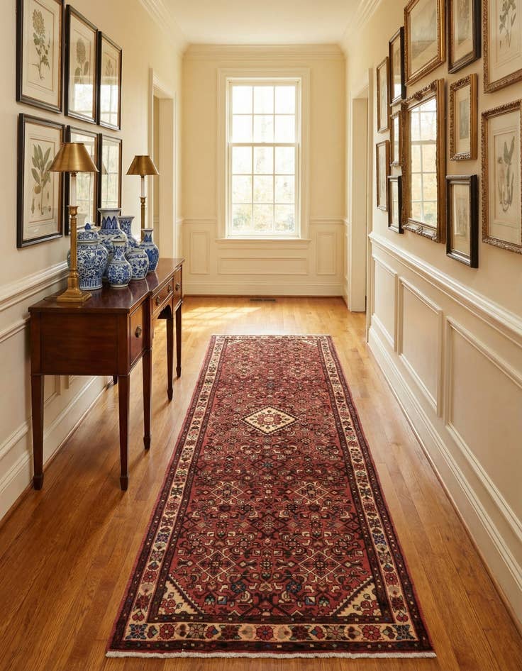 Detail image of 3' 6 x 10' 2  Hand Knotted Hossainabad Persian Wool Runner Rug