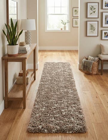 Khaki Infinity Shag Runner Rug