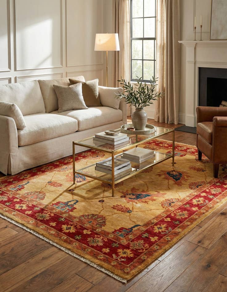 Detail image of  5' 7 x 7' 6  Hand Knotted Ziegler Wool Rug