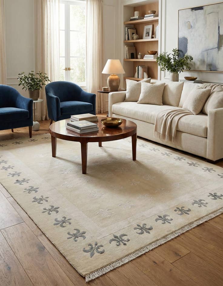 Detail image of 5' 8 x 8'  Hand Knotted Darya Wool Rug