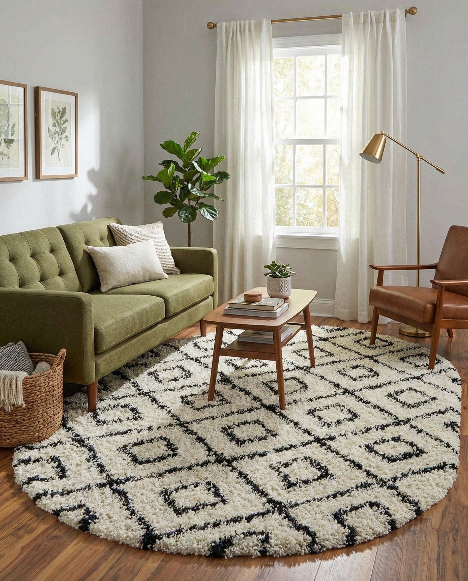  5' 3 x 8' Lattice Shag Oval Rug