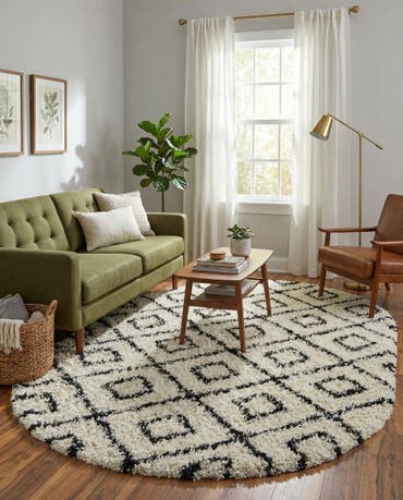  5' 3 x 8' Lattice Shag Oval Rug