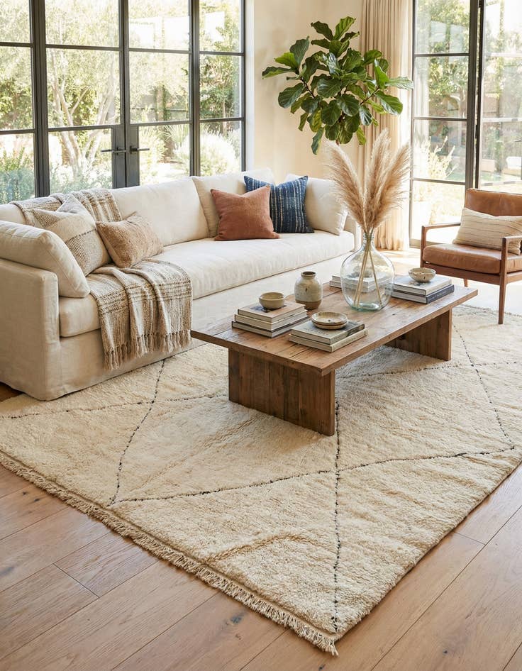 Detail image of  8' 8 x 11'  Hand Knotted Moroccan Wool Rug