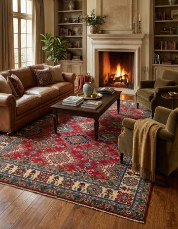 6' 5 x 9' 9 Hand Knotted Kazak Rug