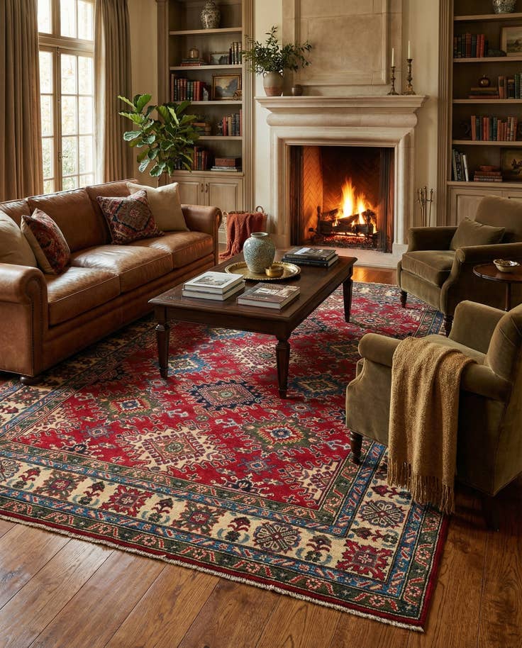 Detail image of 6' 5 x 9' 9 Hand Knotted Kazak Rug