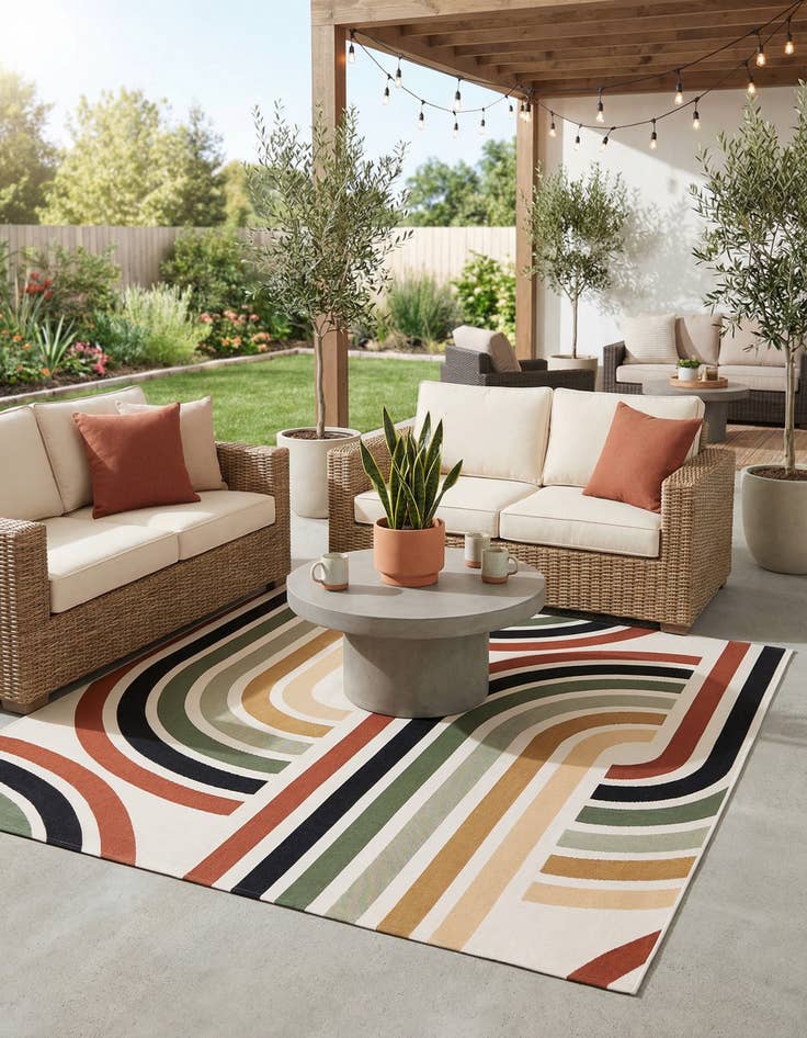 Detail image of 7' 10 x 7' 10 Easy-Clean Modern Indoor / Outdoor Square Rug