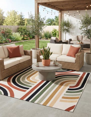 Easy-Clean Modern Indoor / Outdoor Square Rug