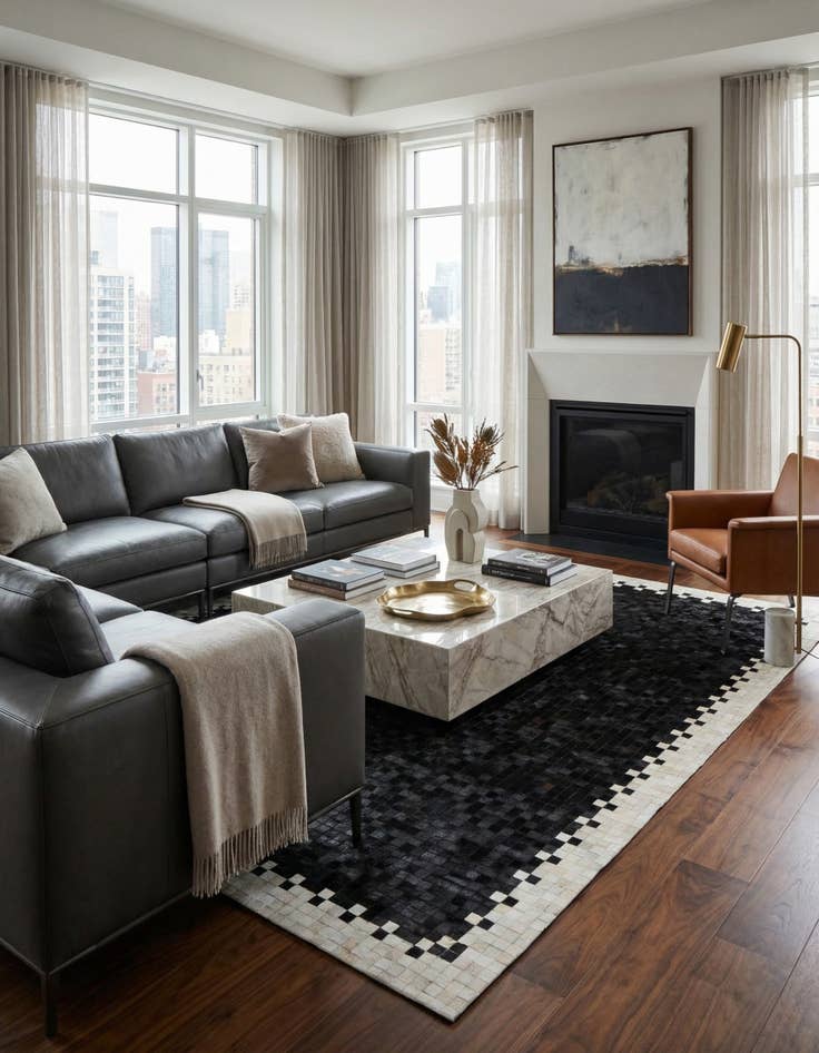 Detail image of 8' 2 x 9' 11 Cowhide Stocks Rug