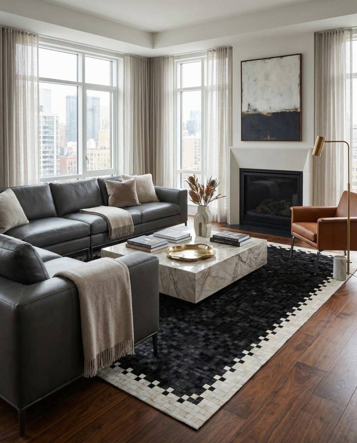 Detail image of 8' 2 x 9' 11 Cowhide Stocks Rug