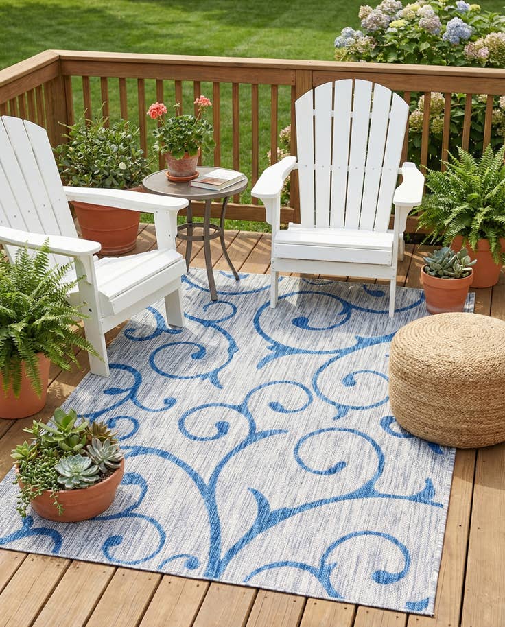 Detail image of 4' x 6' Easy-Clean Botanical Indoor / Outdoor Rug