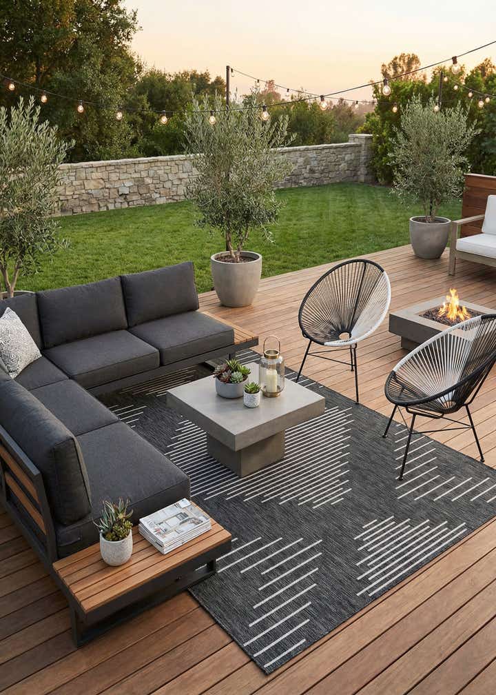 7' 10 x 11' Easy-Clean Modern Indoor / Outdoor Rug