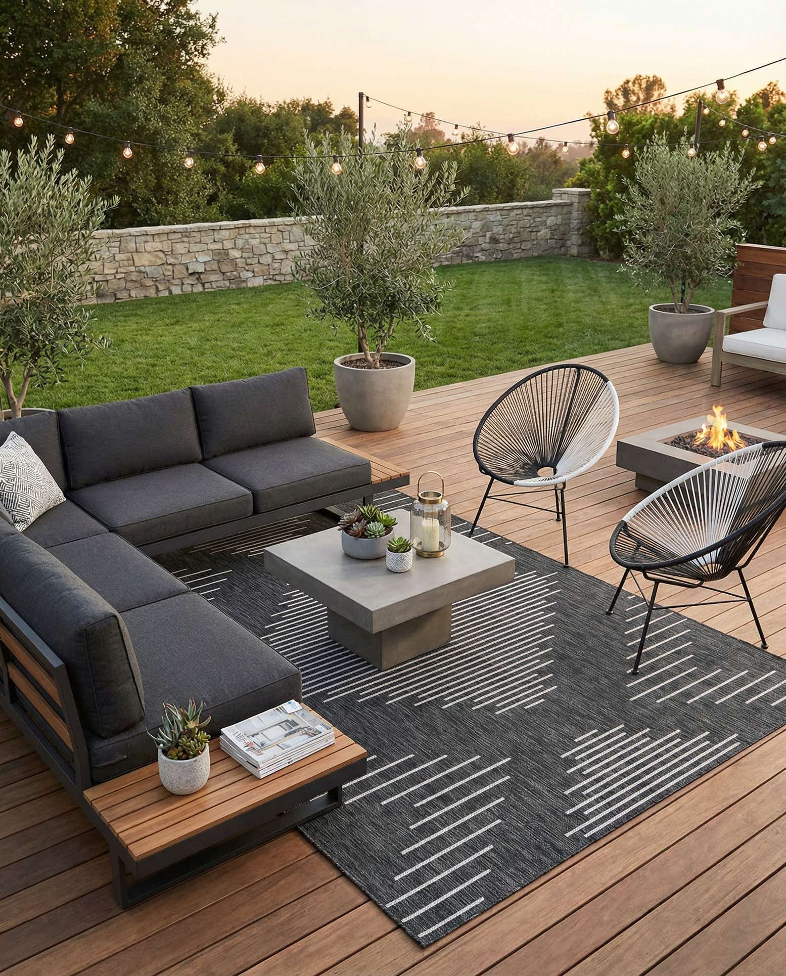 7' 10 x 11' Easy-Clean Modern Indoor / Outdoor Rug